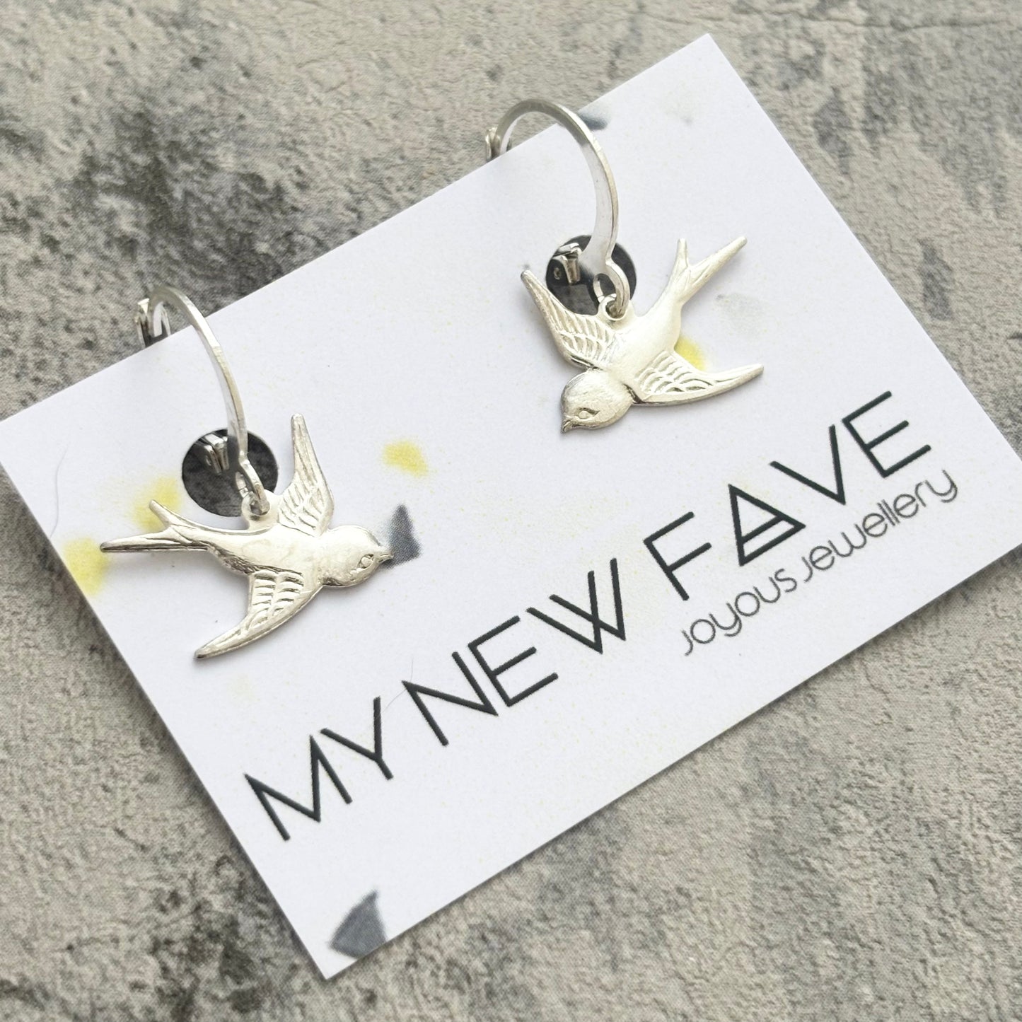 Swallow tattoo style earrings