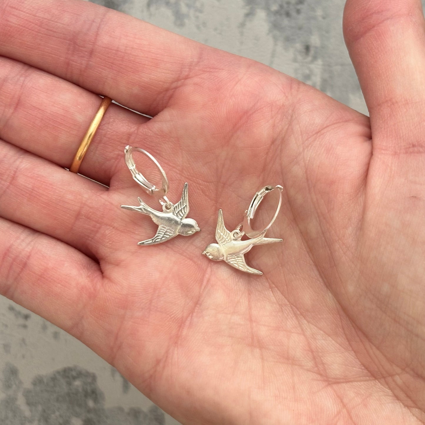 Swallow tattoo style earrings