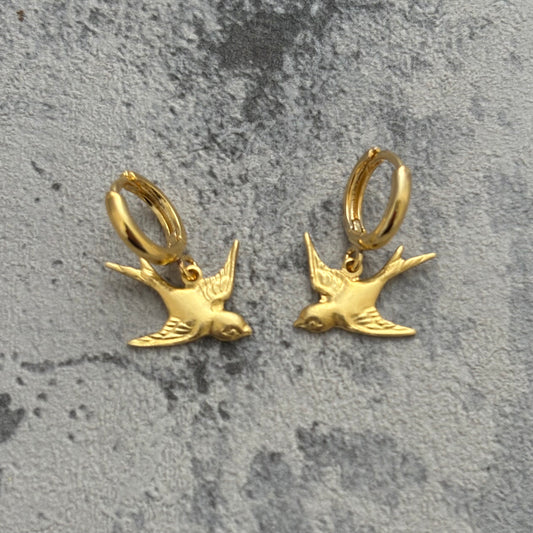 Swallow tattoo style earrings