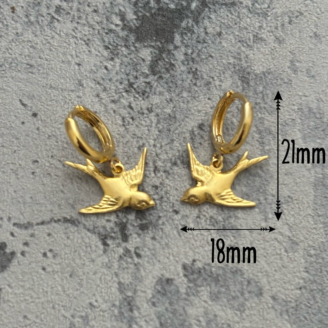 Swallow tattoo style earrings
