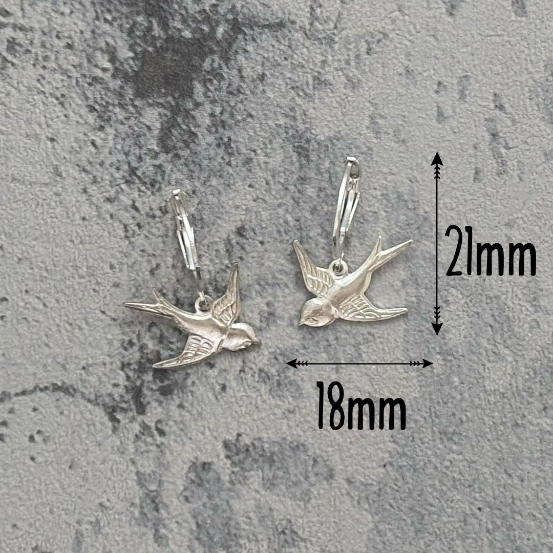 Swallow tattoo style earrings