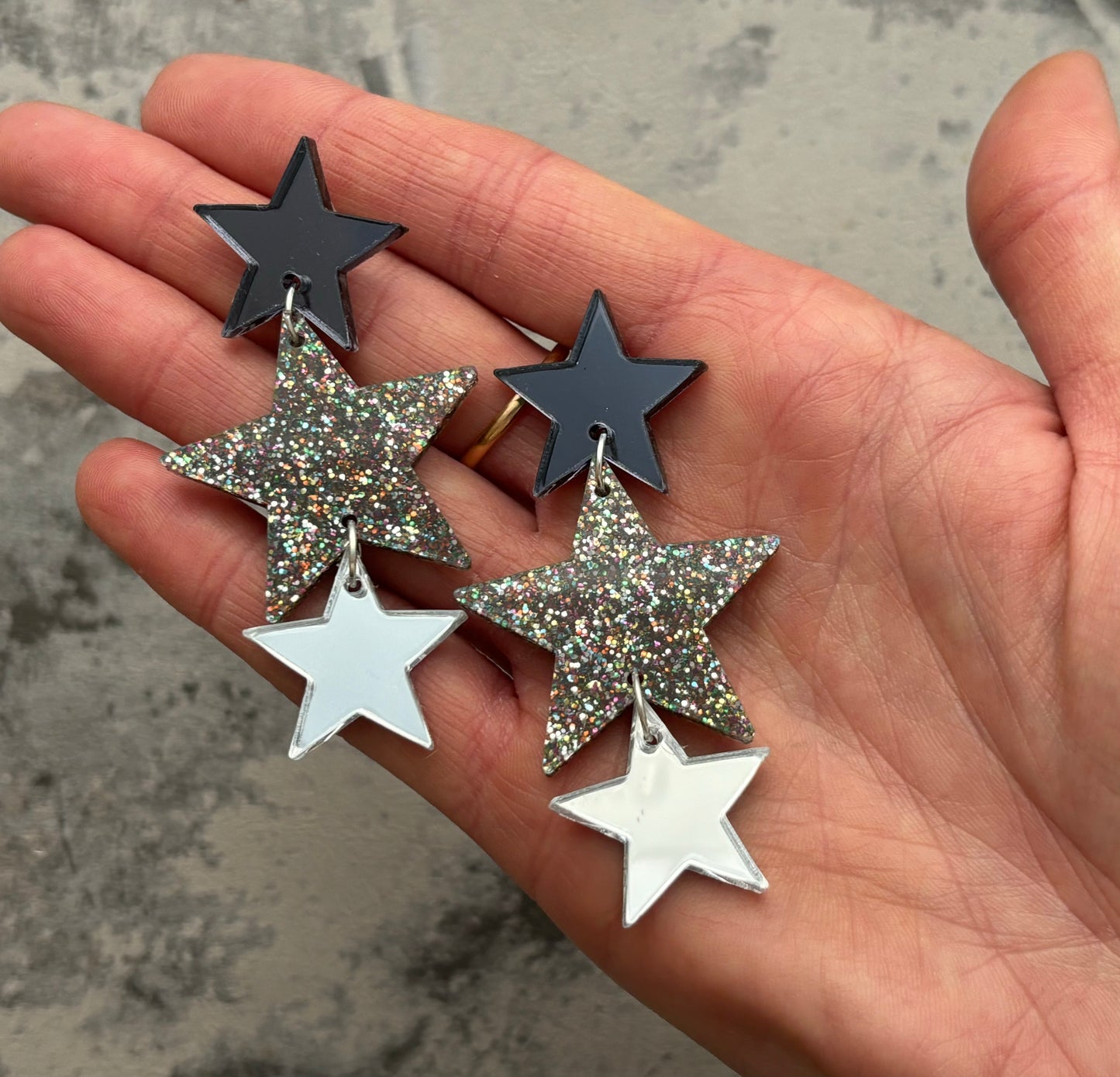 Glitter star Dangle Earrings