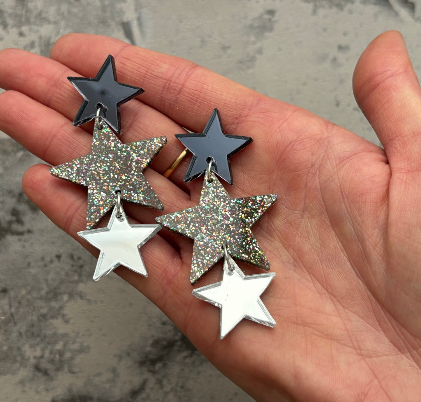 Glitter star Dangle Earrings