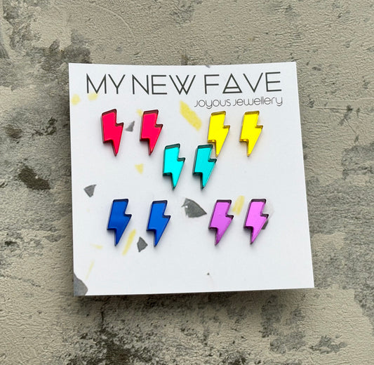 Rainbow Lightning bolt studs