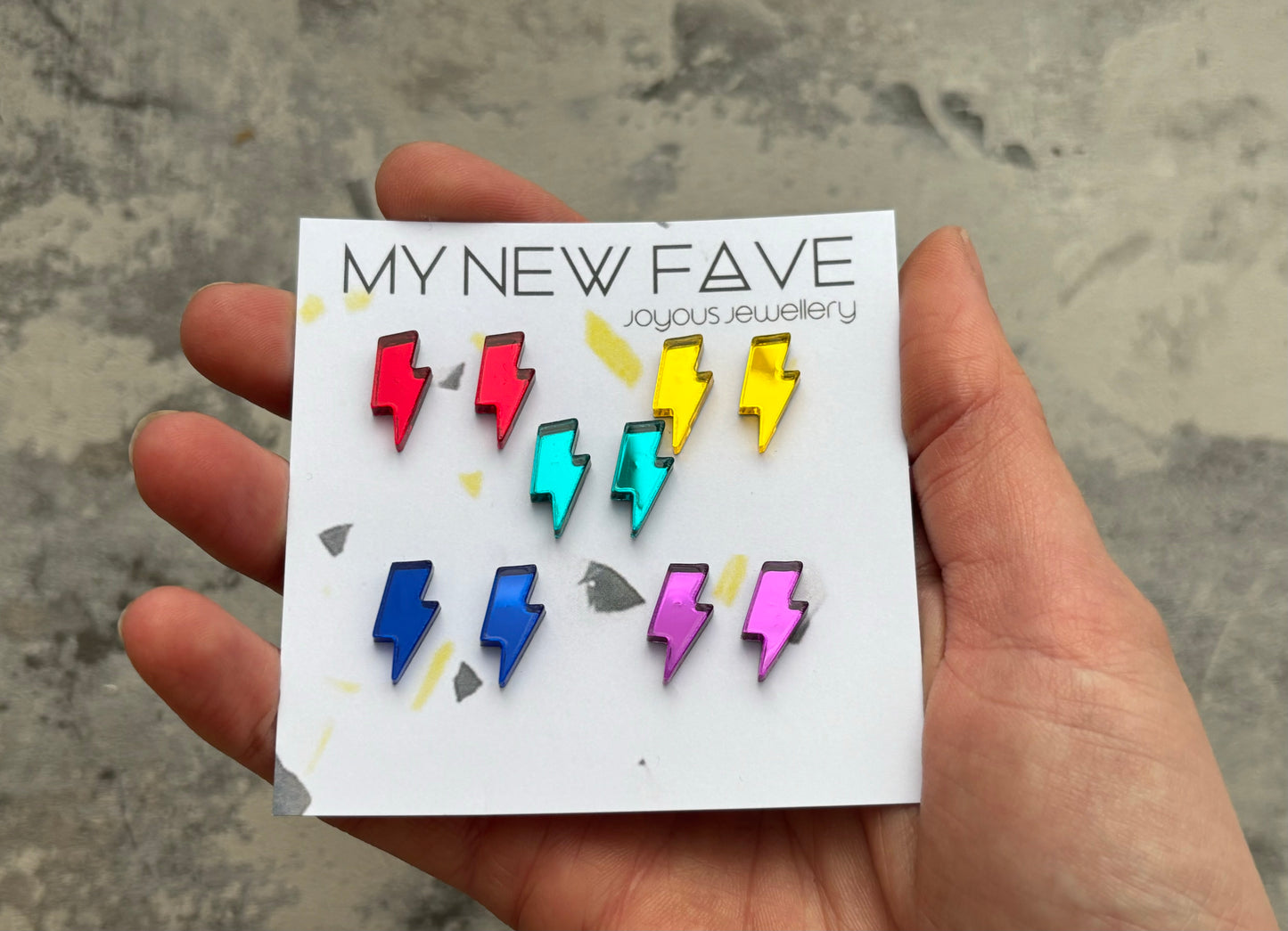 Rainbow Lightning bolt studs