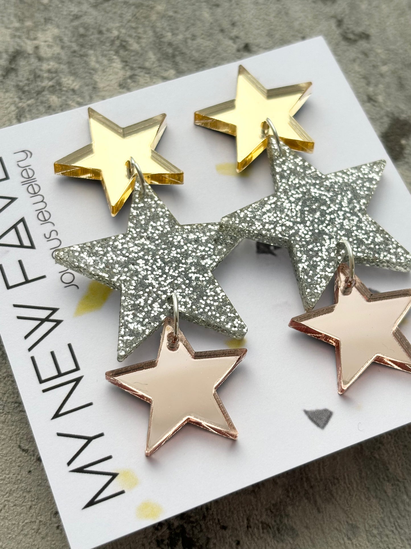 Glitter star Dangle Earrings