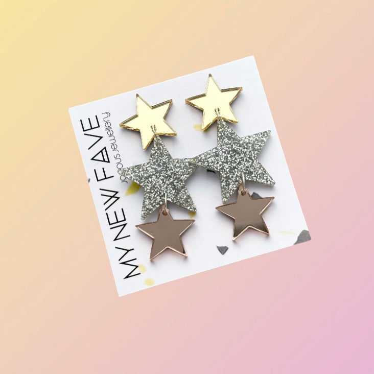 Glitter star Dangle Earrings