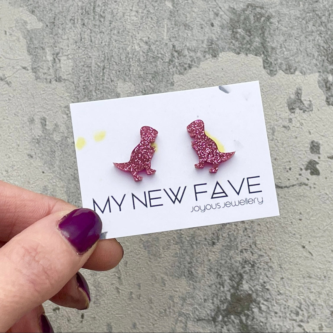 Glitter T-Rex stud earrings