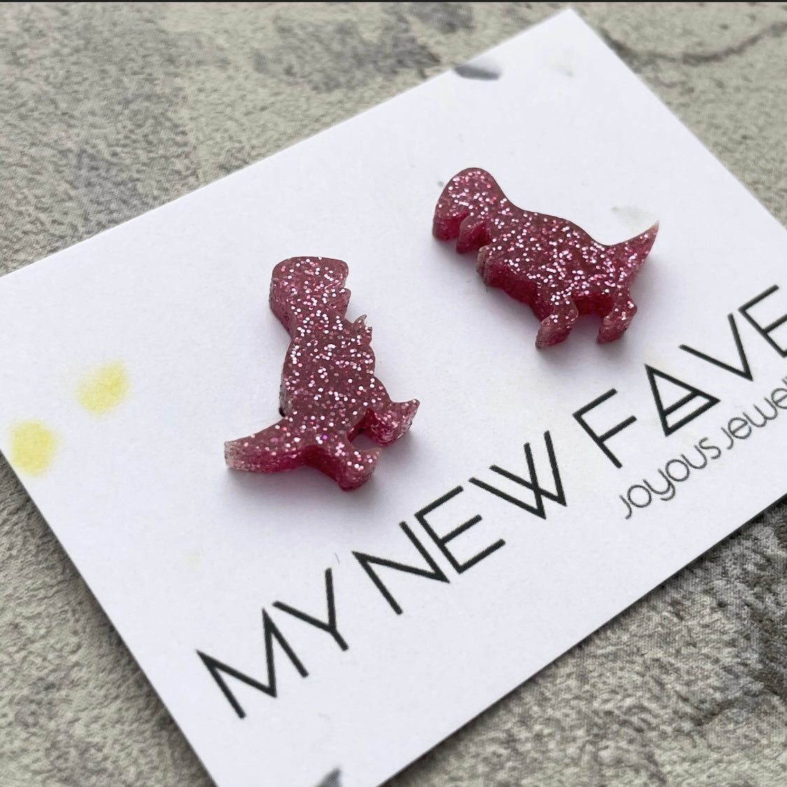 Glitter T-Rex stud earrings