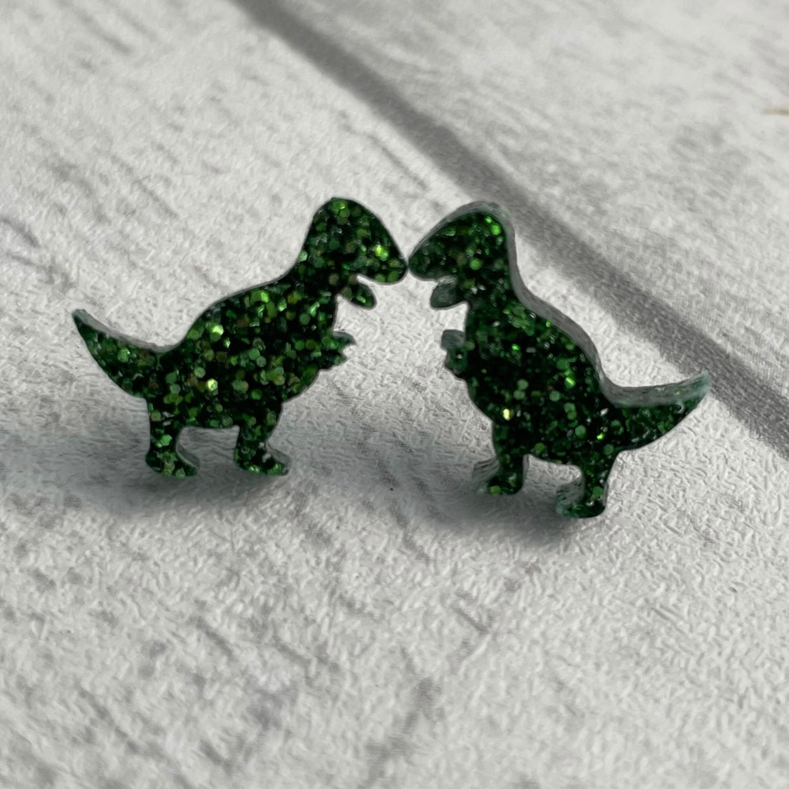 Glitter T-Rex stud earrings