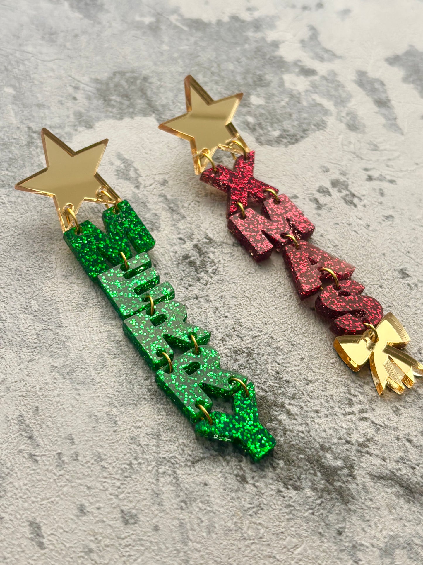 Merry Xmas dangle earrings