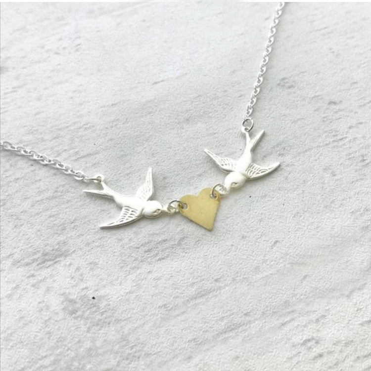Swallow love heart Necklace