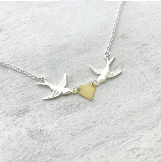 Swallow love heart Necklace