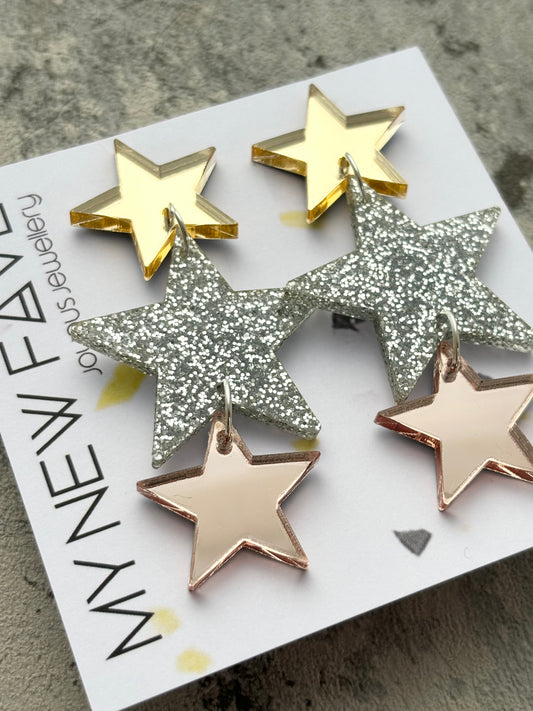 Glitter star Dangle Earrings