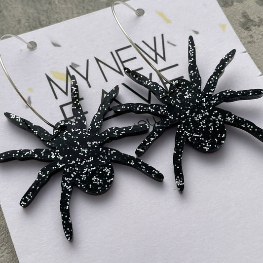 Spider hoop earrings