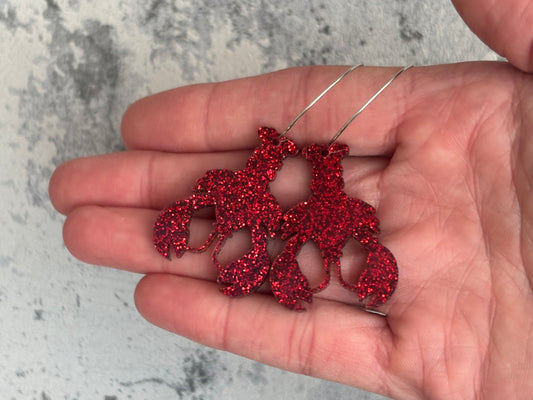 Small Glitter Lobster earrings