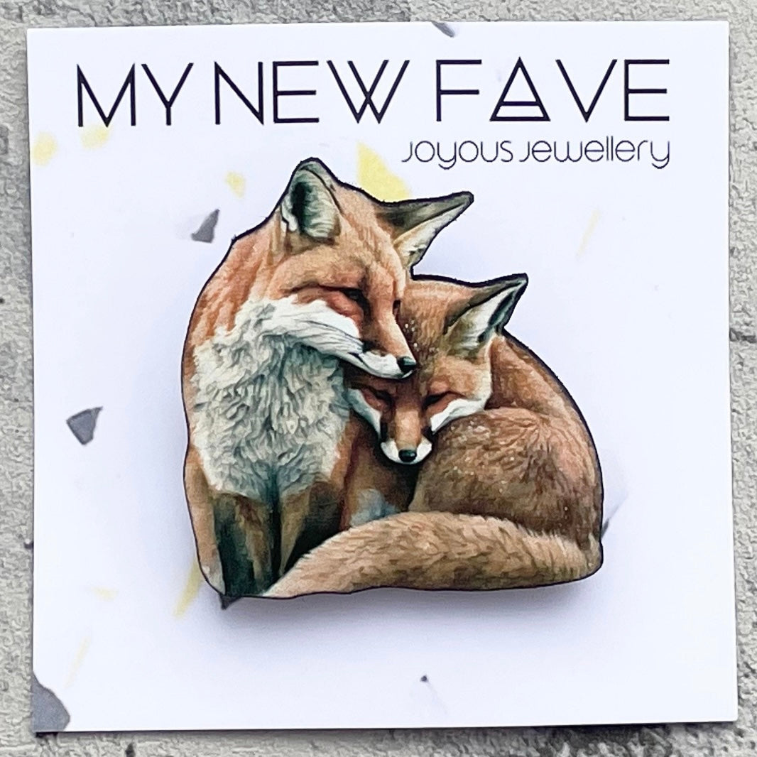 Fox cubs Brooch