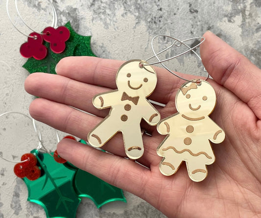 Large Christmas Gingerbread Hoop earrings