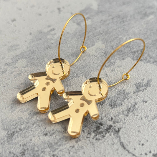 Small gingerbread men earrings