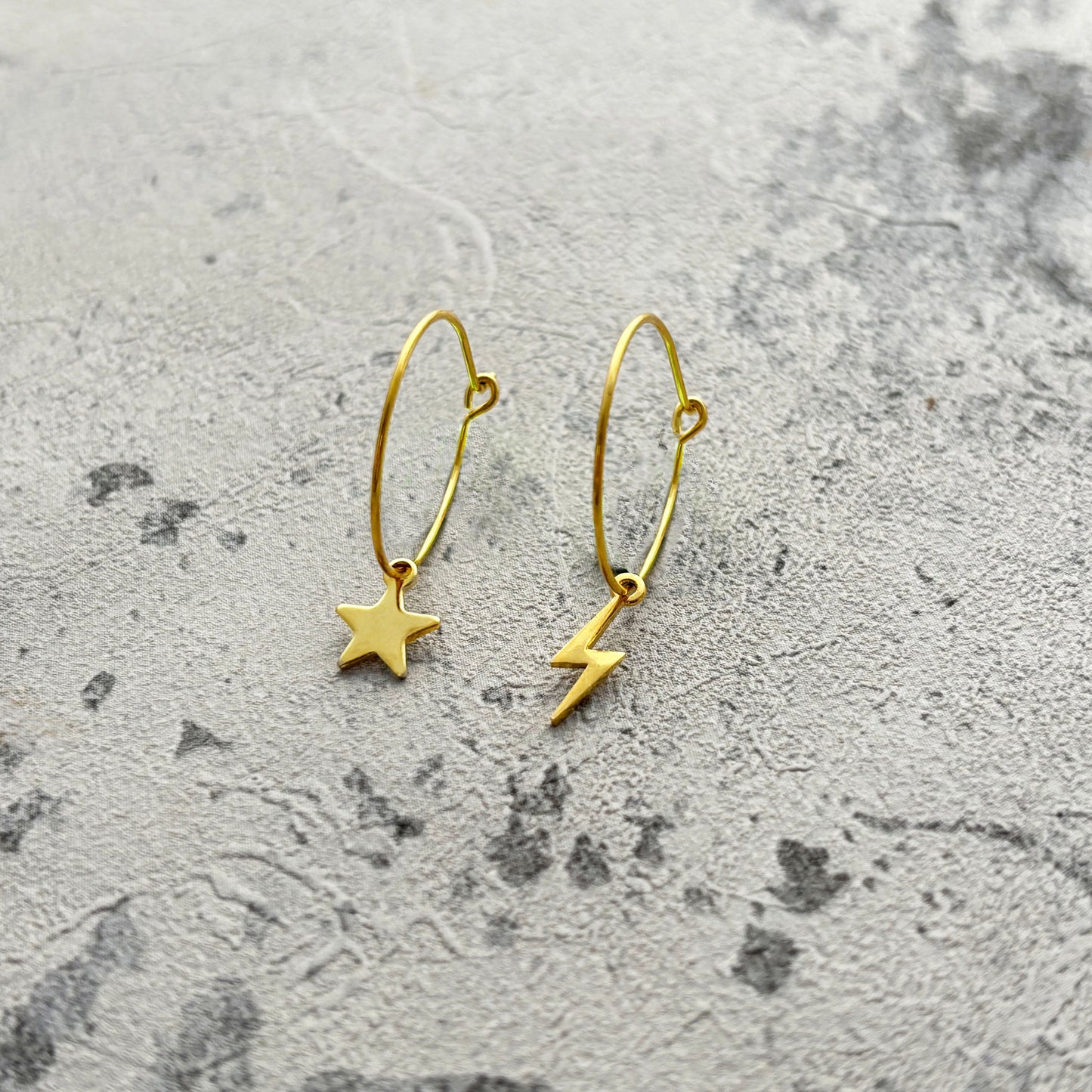 Lightning bolt & star hoops