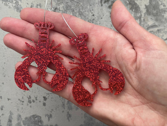 Acrylic glitter Lobster earrings