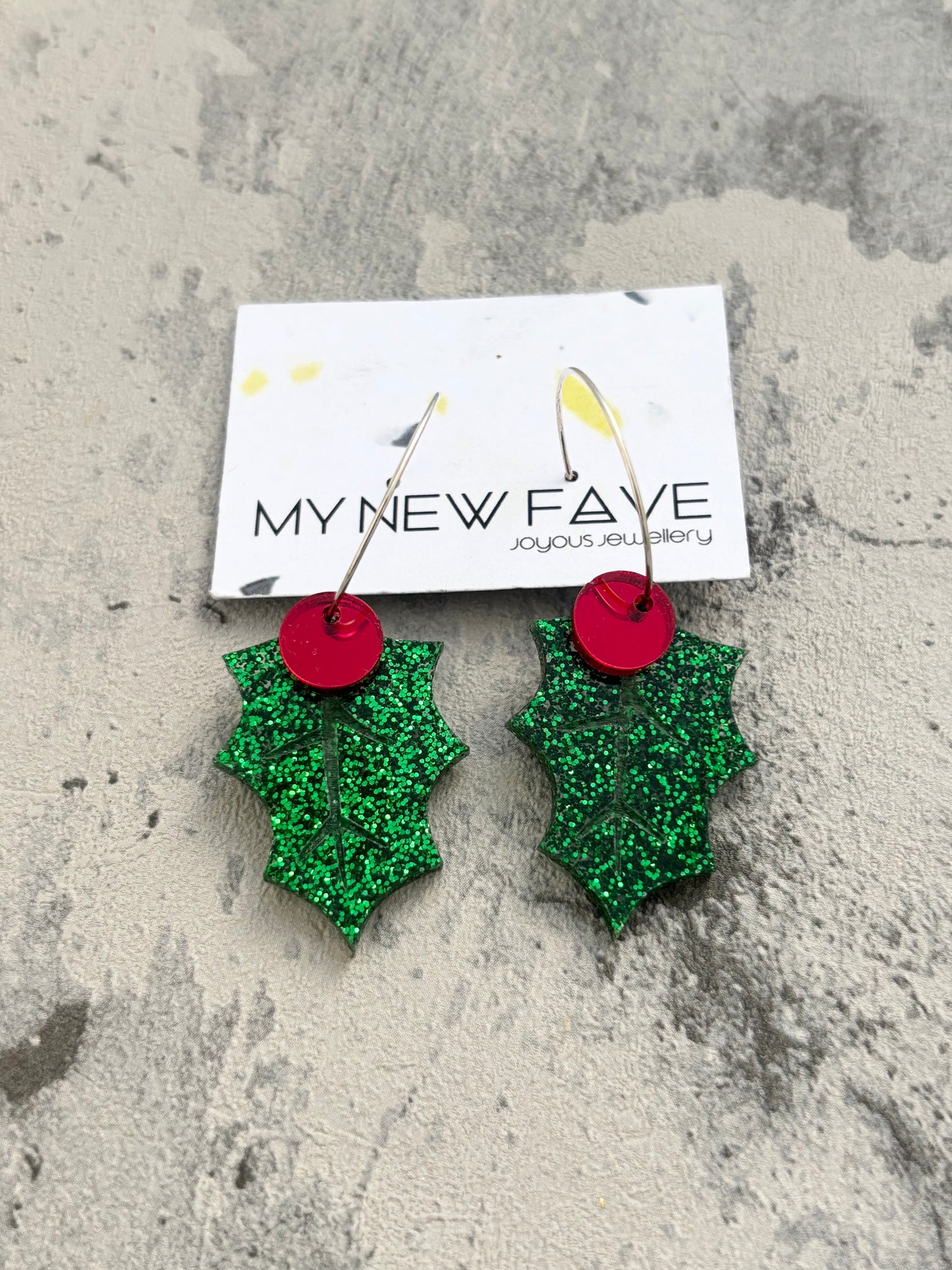 Small Christmas Holly Earrings